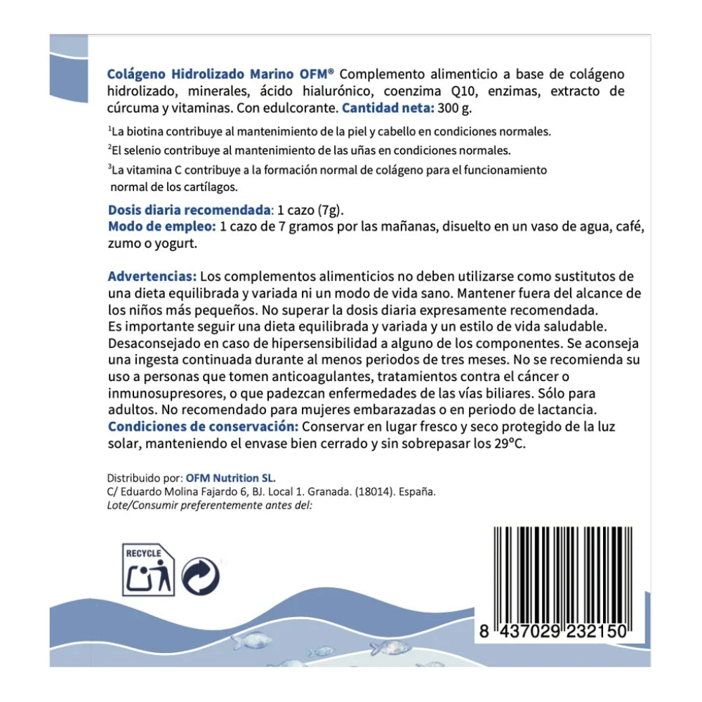 Colágeno Marino con Extracto de Cúrcuma. OFM® 300g